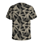 Black And Beige Geometric Triangle Print Men's Sports T-Shirt