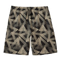 Black And Beige Geometric Triangle Print Men's Swim Trunks
