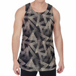 Black And Beige Geometric Triangle Print Men's Velvet Tank Top