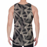 Black And Beige Geometric Triangle Print Men's Velvet Tank Top