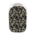 Black And Beige Geometric Triangle Print Mesh Laundry Hamper