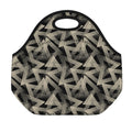 Black And Beige Geometric Triangle Print Neoprene Lunch Bag
