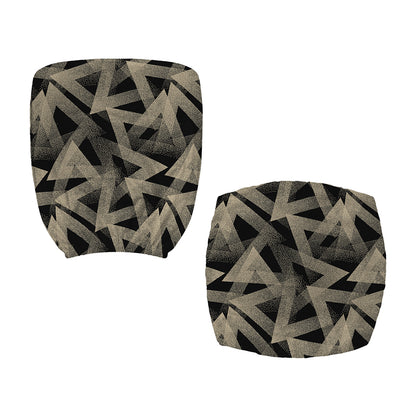 Black And Beige Geometric Triangle Print Office Chair Cover