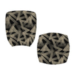 Black And Beige Geometric Triangle Print Office Chair Cover