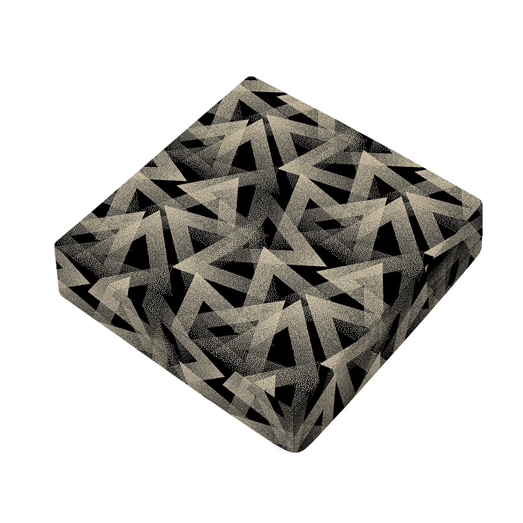 Black And Beige Geometric Triangle Print Outdoor Seat Cushion Cover