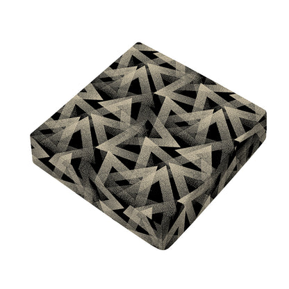 Black And Beige Geometric Triangle Print Outdoor Seat Cushion Cover