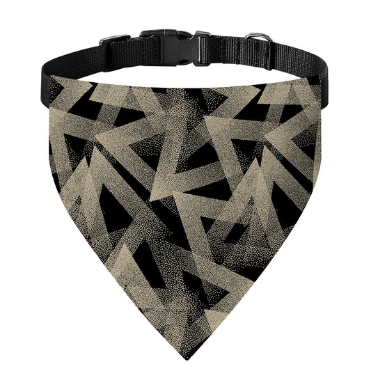 Black And Beige Geometric Triangle Print Over The Collar Dog Bandana