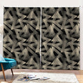 Black And Beige Geometric Triangle Print Pencil Pleat Curtains
