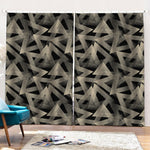 Black And Beige Geometric Triangle Print Pencil Pleat Curtains