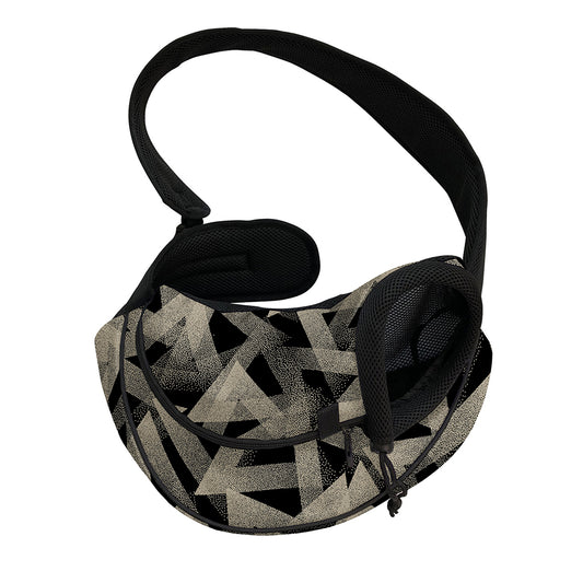 Black And Beige Geometric Triangle Print Pet Sling Carrier