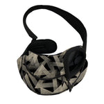 Black And Beige Geometric Triangle Print Pet Sling Carrier