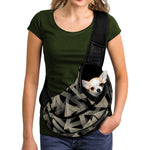 Black And Beige Geometric Triangle Print Pet Sling Carrier