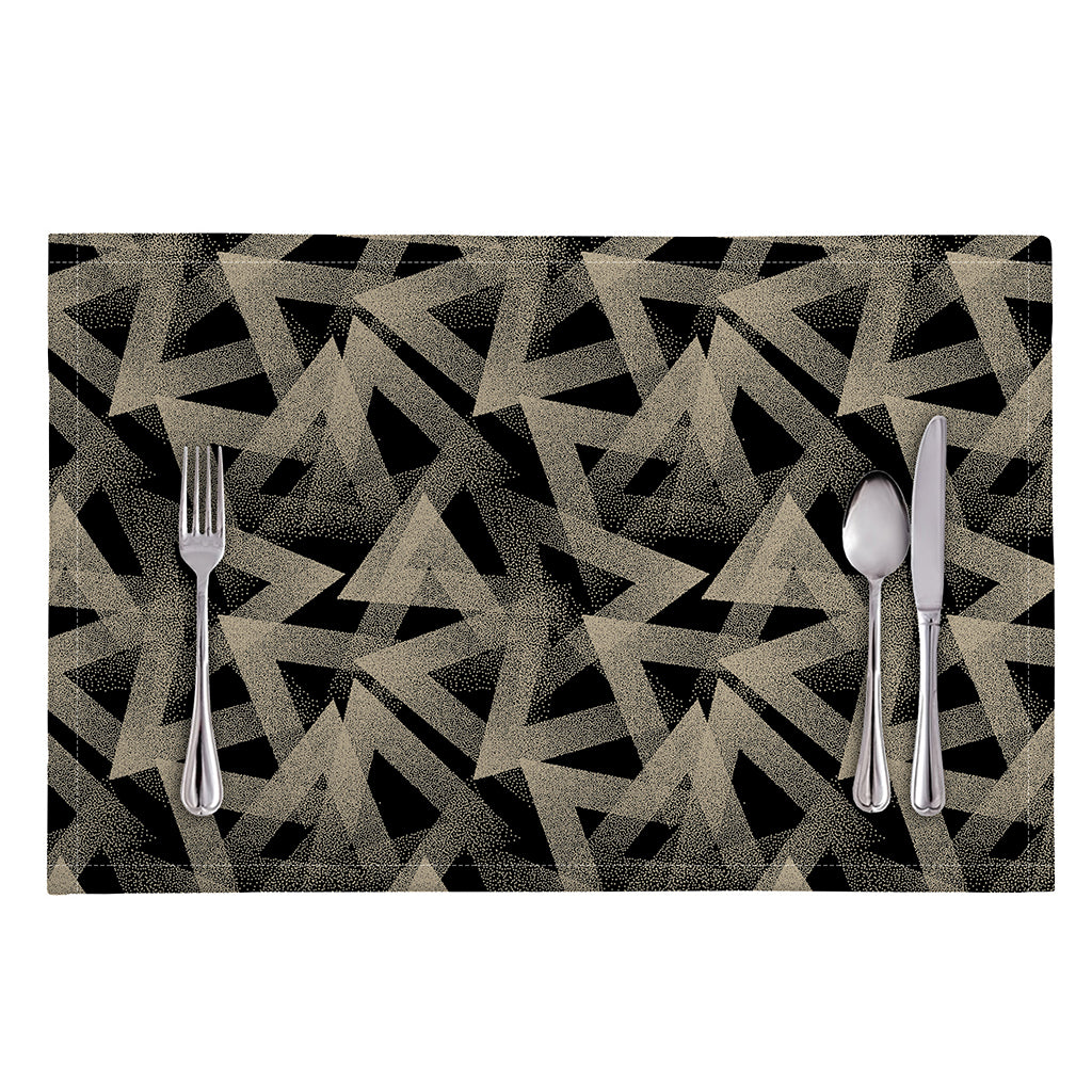 Black And Beige Geometric Triangle Print Placemat