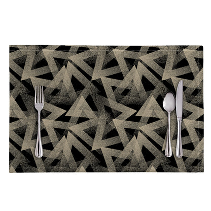 Black And Beige Geometric Triangle Print Placemat