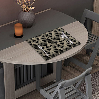 Black And Beige Geometric Triangle Print Placemat