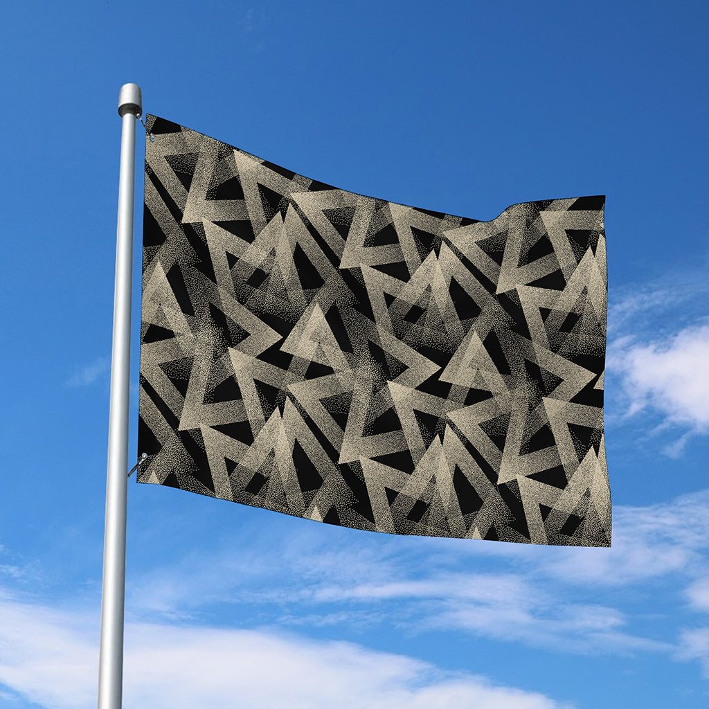 Black And Beige Geometric Triangle Print Polyester Flag