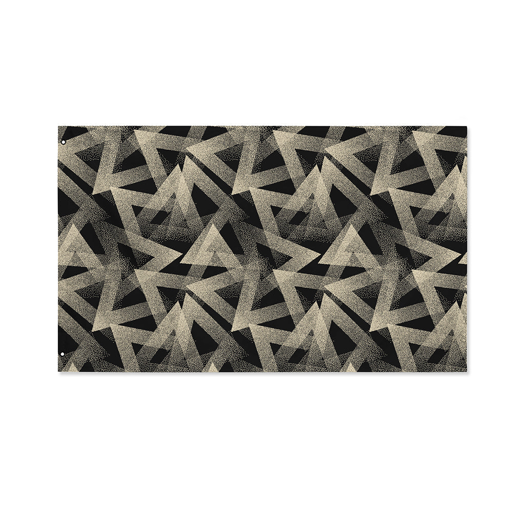 Black And Beige Geometric Triangle Print Polyester Flag
