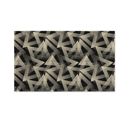 Black And Beige Geometric Triangle Print Polyester Flag