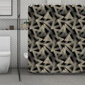 Black And Beige Geometric Triangle Print Polyester Shower Curtain