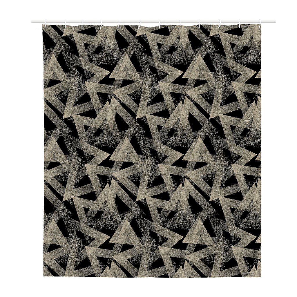 Black And Beige Geometric Triangle Print Polyester Shower Curtain