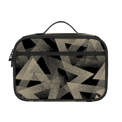 Black And Beige Geometric Triangle Print Portable Lunch Bag