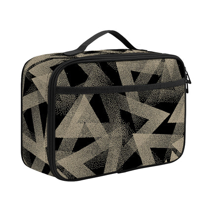 Black And Beige Geometric Triangle Print Portable Lunch Bag