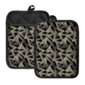 Black And Beige Geometric Triangle Print Pot Holders With Pocket