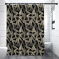 Black And Beige Geometric Triangle Print Premium Shower Curtain