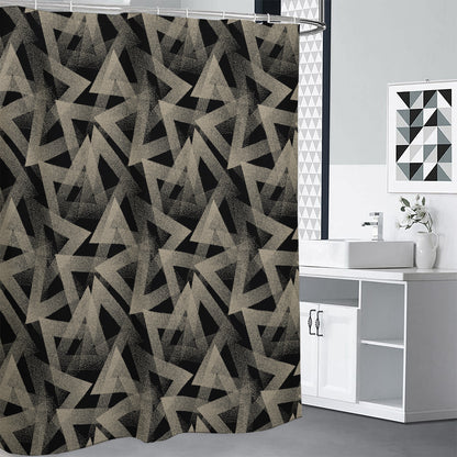 Black And Beige Geometric Triangle Print Premium Shower Curtain
