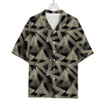 Black And Beige Geometric Triangle Print Rayon Hawaiian Shirt
