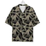 Black And Beige Geometric Triangle Print Rayon Hawaiian Shirt