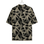 Black And Beige Geometric Triangle Print Rayon Hawaiian Shirt