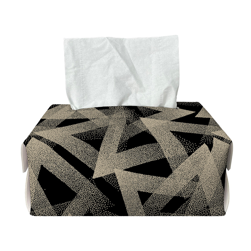 Black And Beige Geometric Triangle Print Rectangle Tissue Box Cover