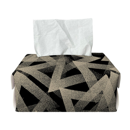 Black And Beige Geometric Triangle Print Rectangle Tissue Box Cover