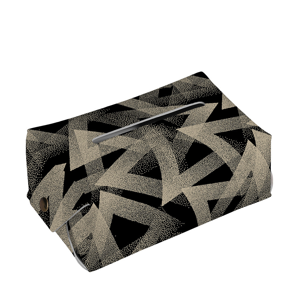 Black And Beige Geometric Triangle Print Rectangle Tissue Box Cover
