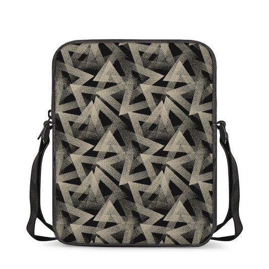 Black And Beige Geometric Triangle Print Rectangular Crossbody Bag
