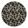 Black And Beige Geometric Triangle Print Round Blanket