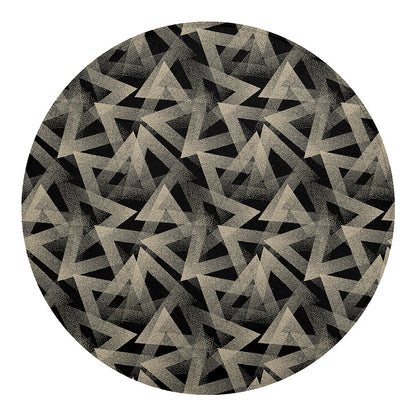 Black And Beige Geometric Triangle Print Round Blanket