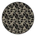 Black And Beige Geometric Triangle Print Round Floor Mat