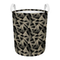Black And Beige Geometric Triangle Print Round Laundry Basket