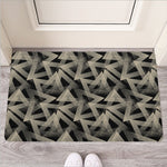 Black And Beige Geometric Triangle Print Rubber Doormat