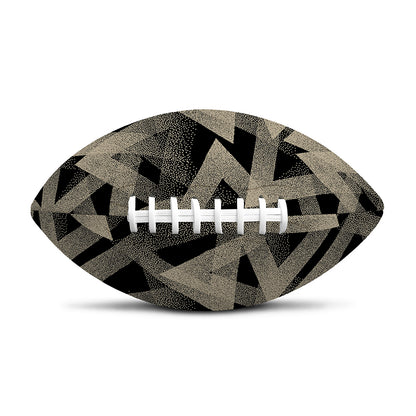 Black And Beige Geometric Triangle Print Rugby Ball