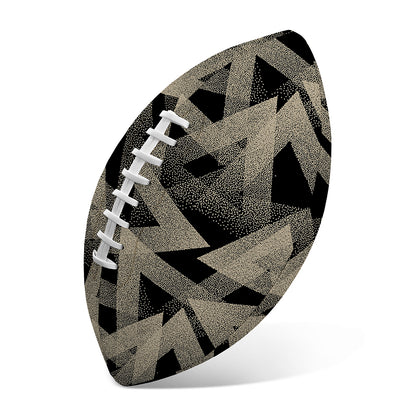 Black And Beige Geometric Triangle Print Rugby Ball