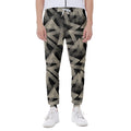 Black And Beige Geometric Triangle Print Joggers