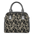 Black And Beige Geometric Triangle Print Shoulder Handbag