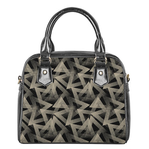 Black And Beige Geometric Triangle Print Shoulder Handbag