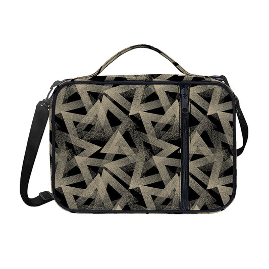Black And Beige Geometric Triangle Print Shoulder Strap Bible Bag