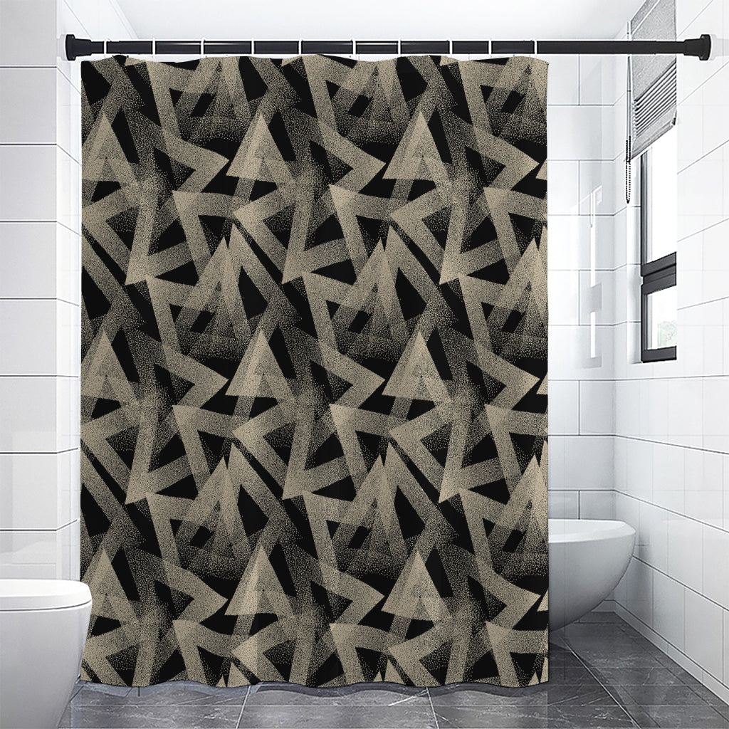 Black And Beige Geometric Triangle Print Shower Curtain