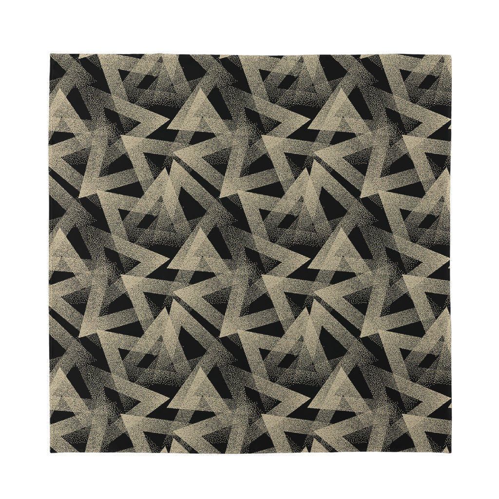 Black And Beige Geometric Triangle Print Silk Bandana