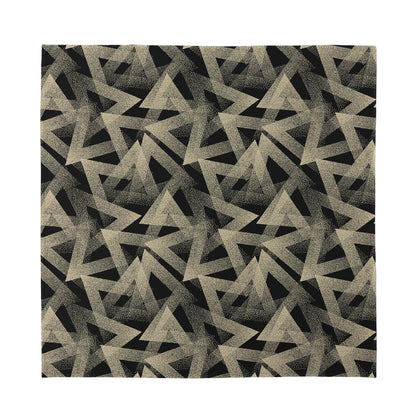 Black And Beige Geometric Triangle Print Silk Bandana